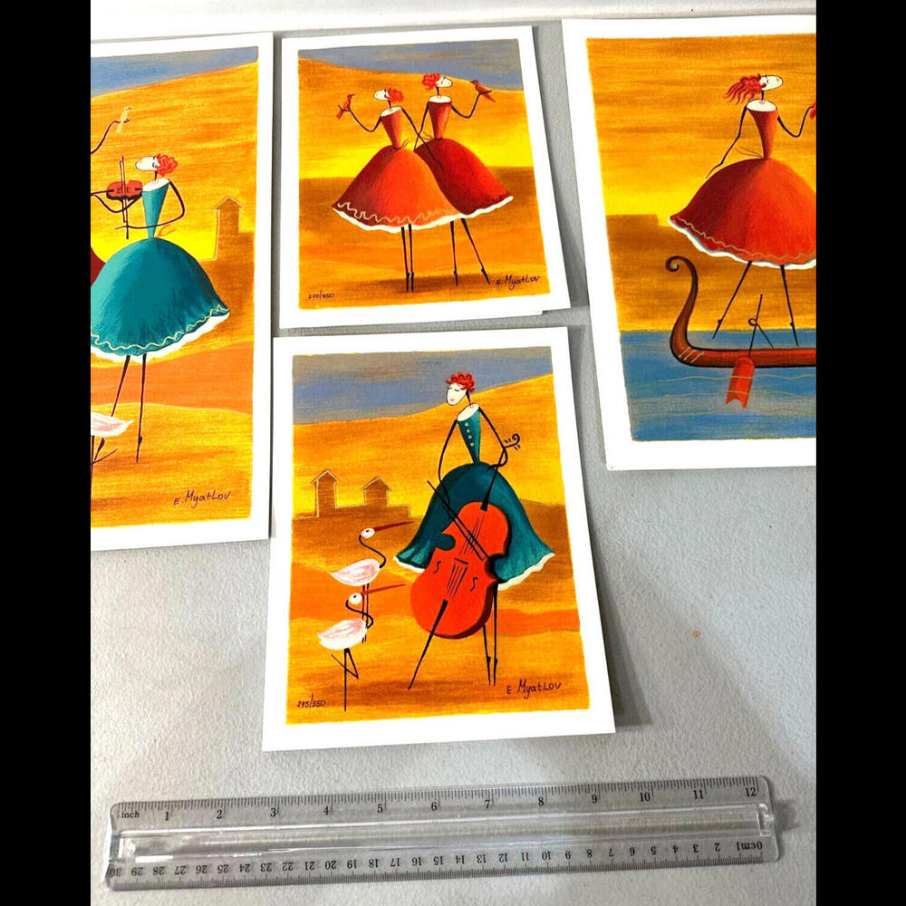 Lot of 4 Esther Myatlov  Hand Signed Limited Edition Serigraph Art numbered